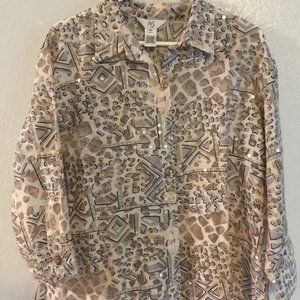 IOS Sheer blouse w/sequin embellishments